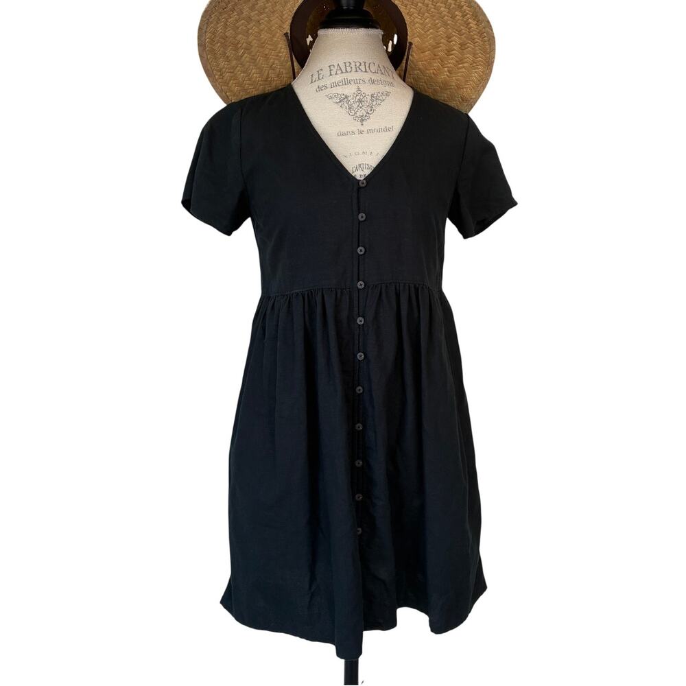 Madewell Linen-blend Alexandra Botton-Front Mini Dress Size XS